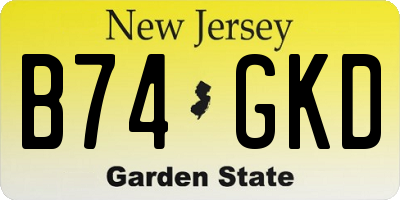 NJ license plate B74GKD