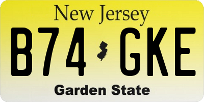 NJ license plate B74GKE