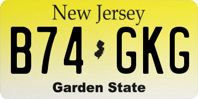 NJ license plate B74GKG