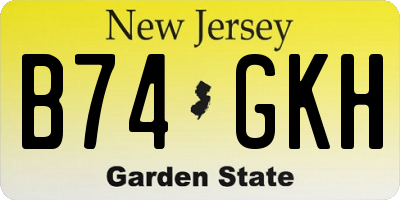 NJ license plate B74GKH
