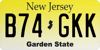 NJ license plate B74GKK