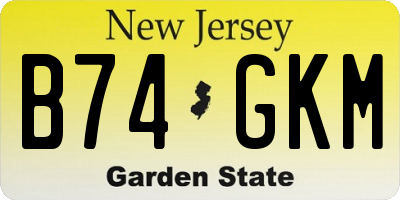 NJ license plate B74GKM