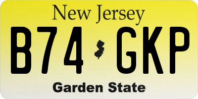 NJ license plate B74GKP