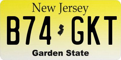 NJ license plate B74GKT