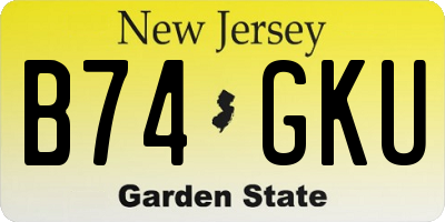NJ license plate B74GKU