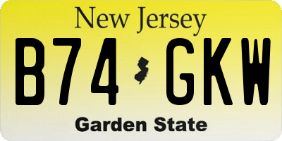 NJ license plate B74GKW