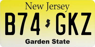 NJ license plate B74GKZ