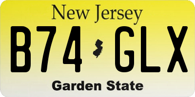 NJ license plate B74GLX