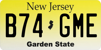 NJ license plate B74GME