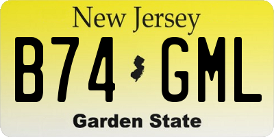NJ license plate B74GML