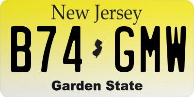 NJ license plate B74GMW