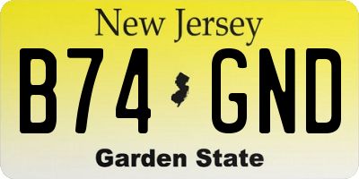 NJ license plate B74GND