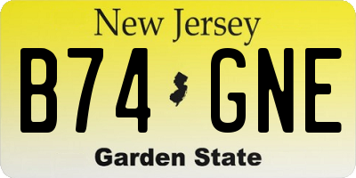 NJ license plate B74GNE