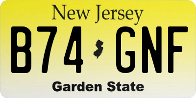 NJ license plate B74GNF