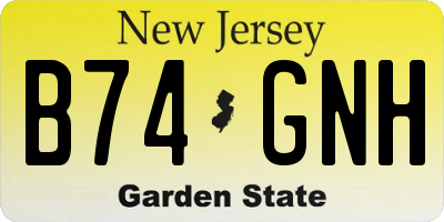 NJ license plate B74GNH