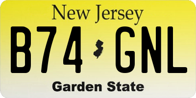 NJ license plate B74GNL