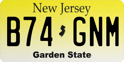 NJ license plate B74GNM