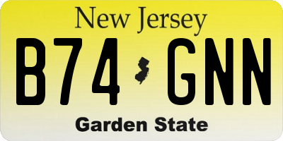 NJ license plate B74GNN