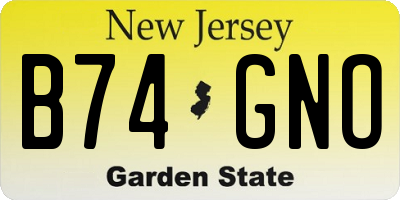 NJ license plate B74GNO
