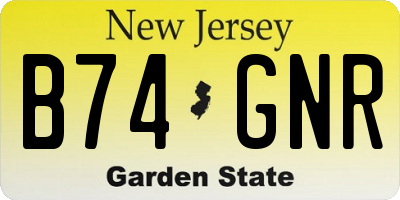 NJ license plate B74GNR