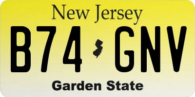 NJ license plate B74GNV