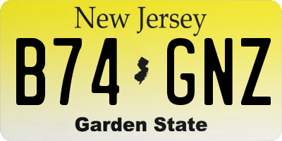 NJ license plate B74GNZ