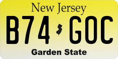NJ license plate B74GOC