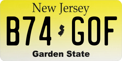 NJ license plate B74GOF