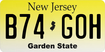 NJ license plate B74GOH
