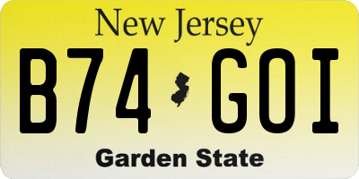 NJ license plate B74GOI