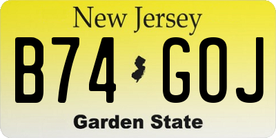 NJ license plate B74GOJ