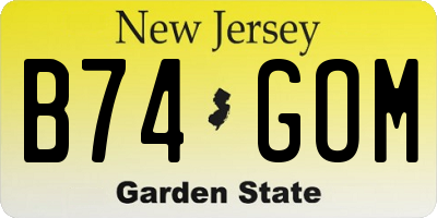 NJ license plate B74GOM