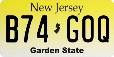 NJ license plate B74GOQ