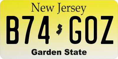 NJ license plate B74GOZ