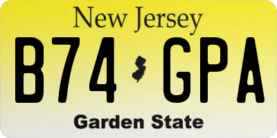 NJ license plate B74GPA
