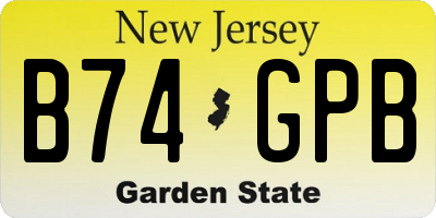 NJ license plate B74GPB