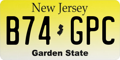 NJ license plate B74GPC