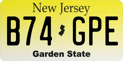 NJ license plate B74GPE