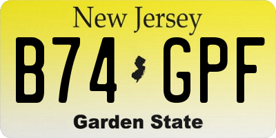 NJ license plate B74GPF