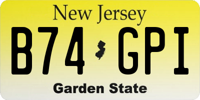 NJ license plate B74GPI