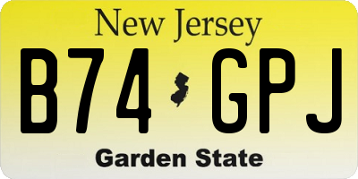 NJ license plate B74GPJ