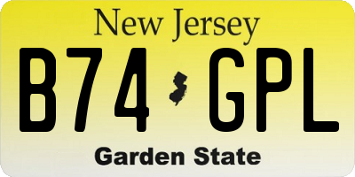 NJ license plate B74GPL