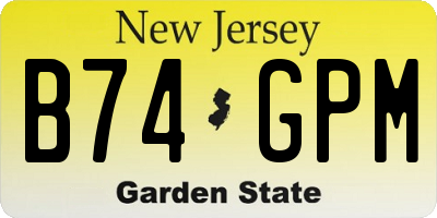 NJ license plate B74GPM