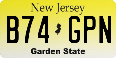 NJ license plate B74GPN