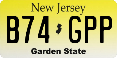 NJ license plate B74GPP