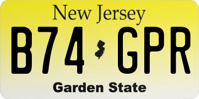 NJ license plate B74GPR