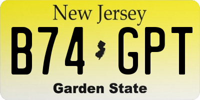NJ license plate B74GPT