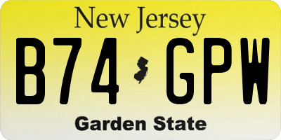 NJ license plate B74GPW