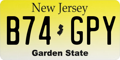 NJ license plate B74GPY