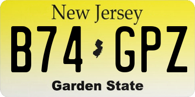 NJ license plate B74GPZ